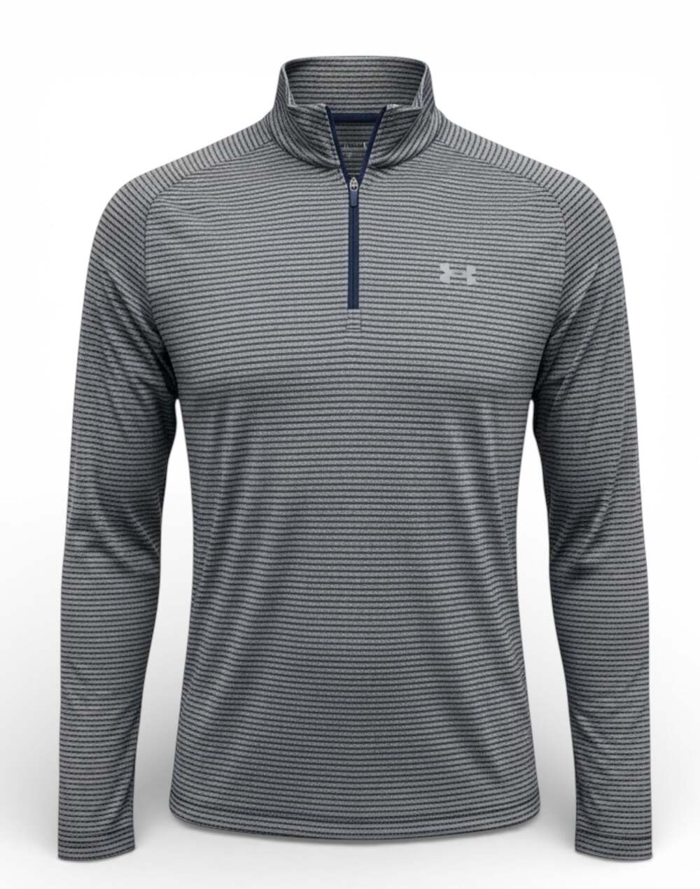 Under Armour HeatGear Loose Striped 1/4 Zip Pullover Gray Black Men's Large